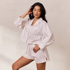 Floral Pyjamashorts - Hvid Print