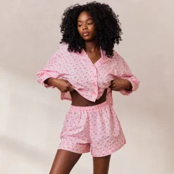 Floral Pyjamashorts - Pink Print