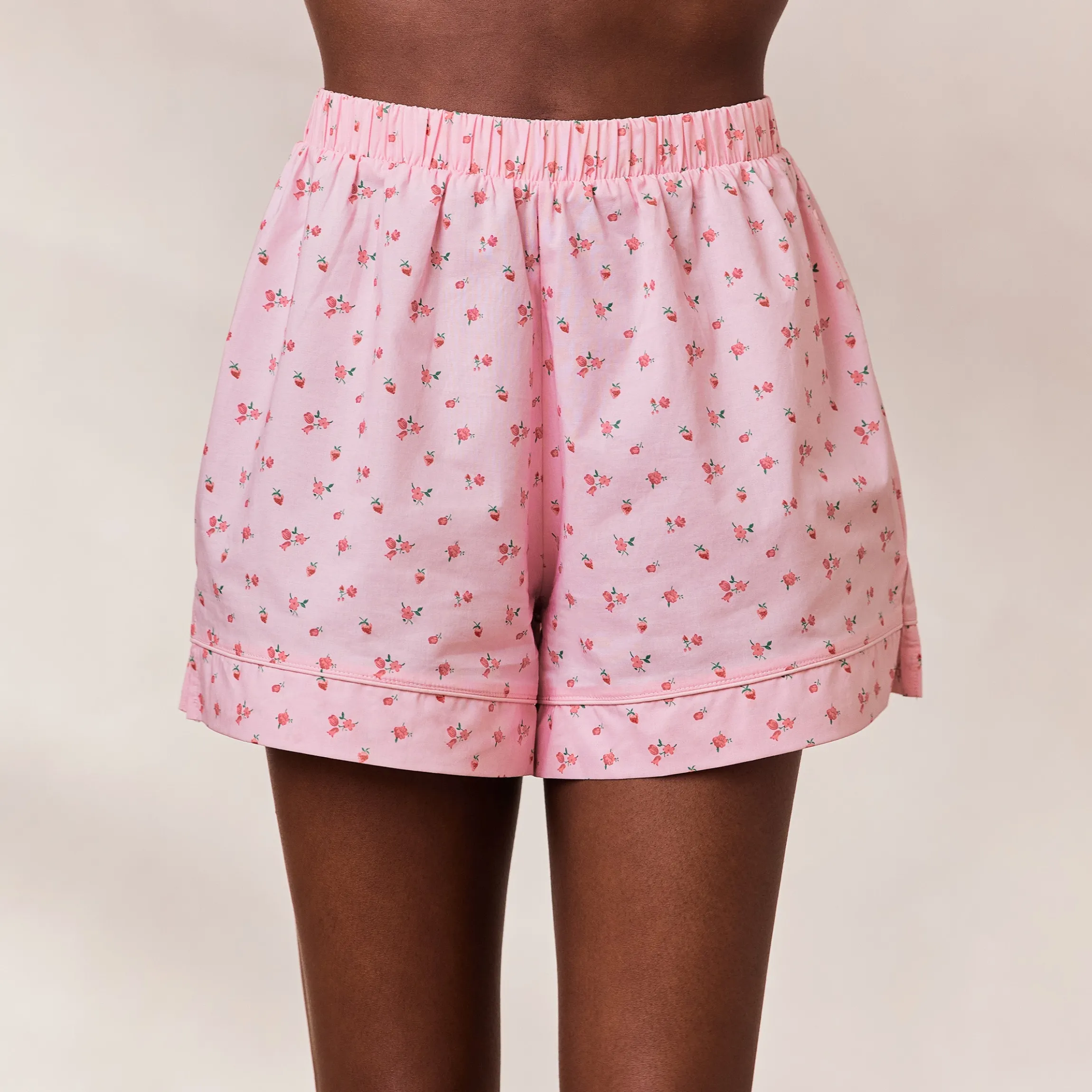 Floral Pyjamashorts - Pink Print