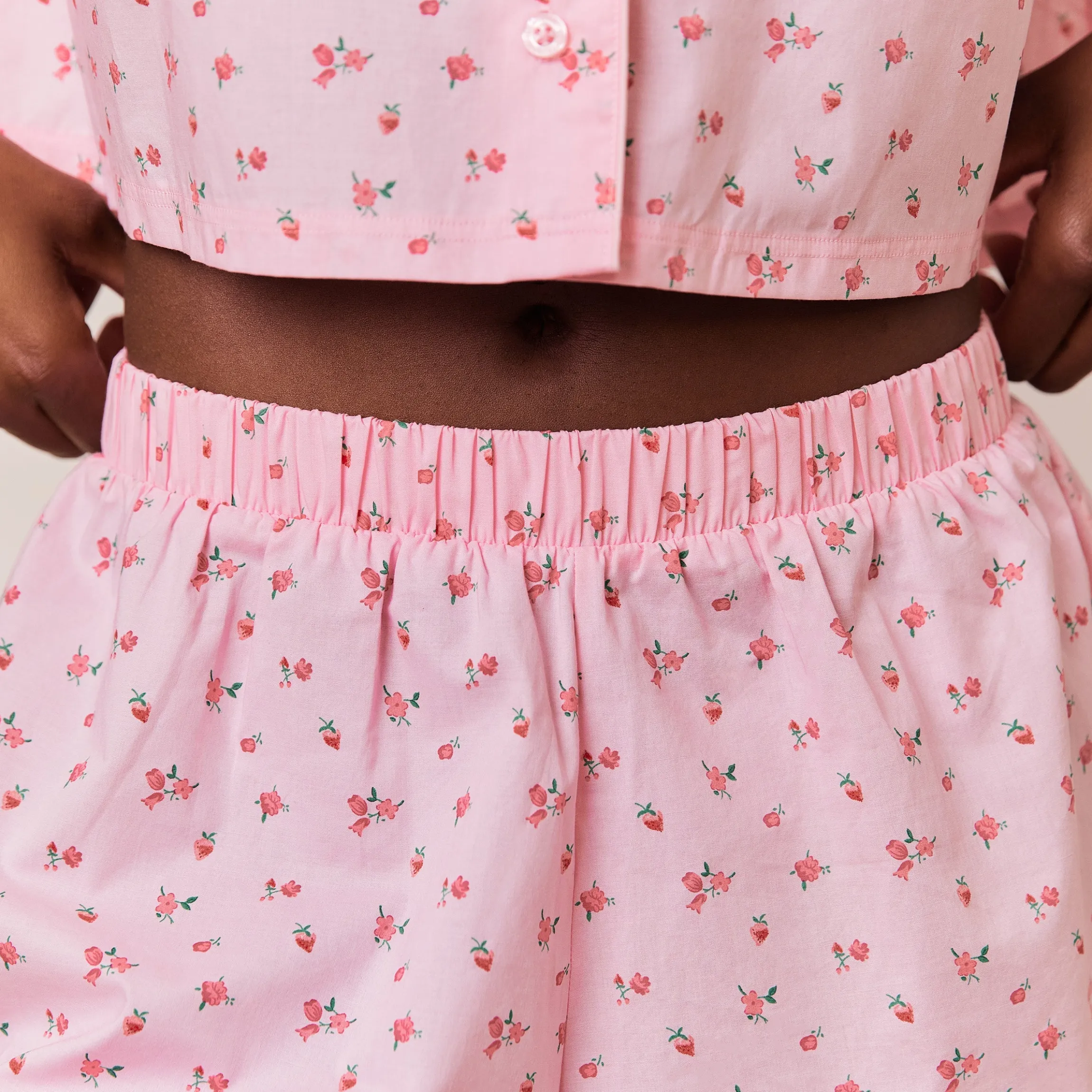 Floral Pyjamashorts - Pink Print