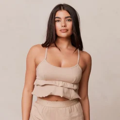 Frill Pyjama Cami Top - Mink