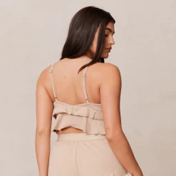 Frill Pyjama Cami Top - Mink