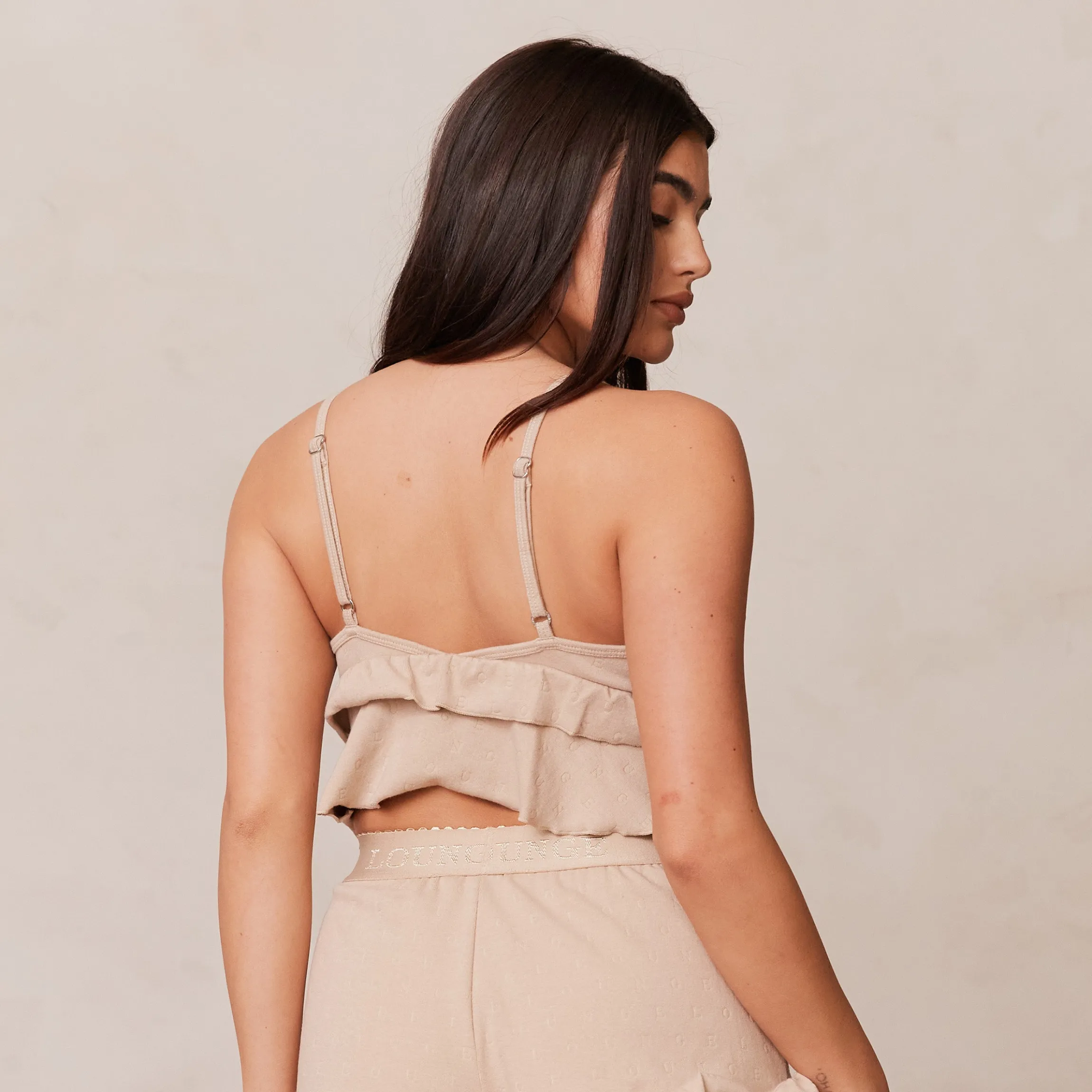 Frill Pyjama Cami Top - Mink