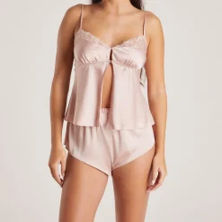 Mini Pyjamashorts i Satin - Blush