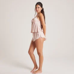 Mini Pyjamashorts i Satin - Blush