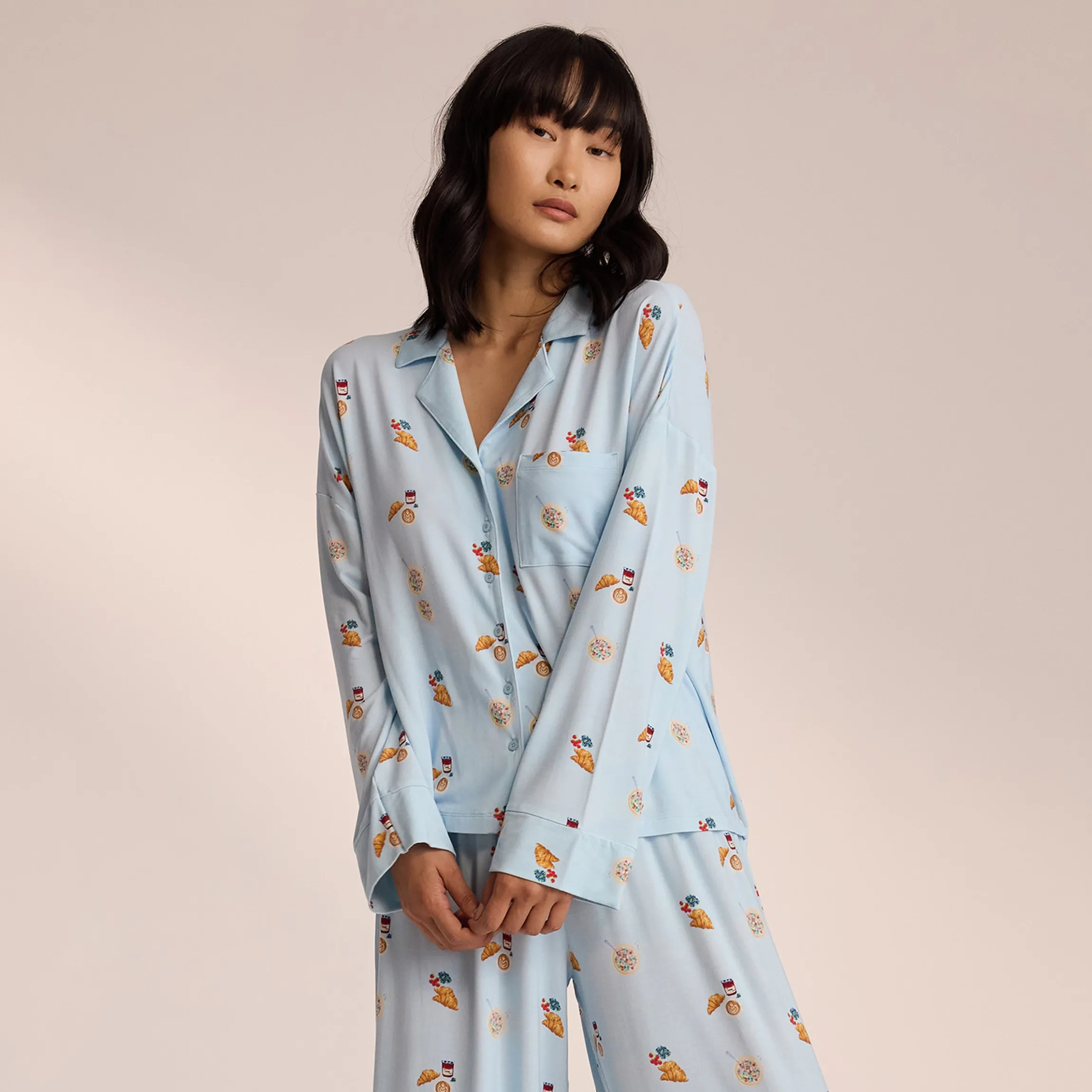 Modal Pyjama Skjorte - Blå