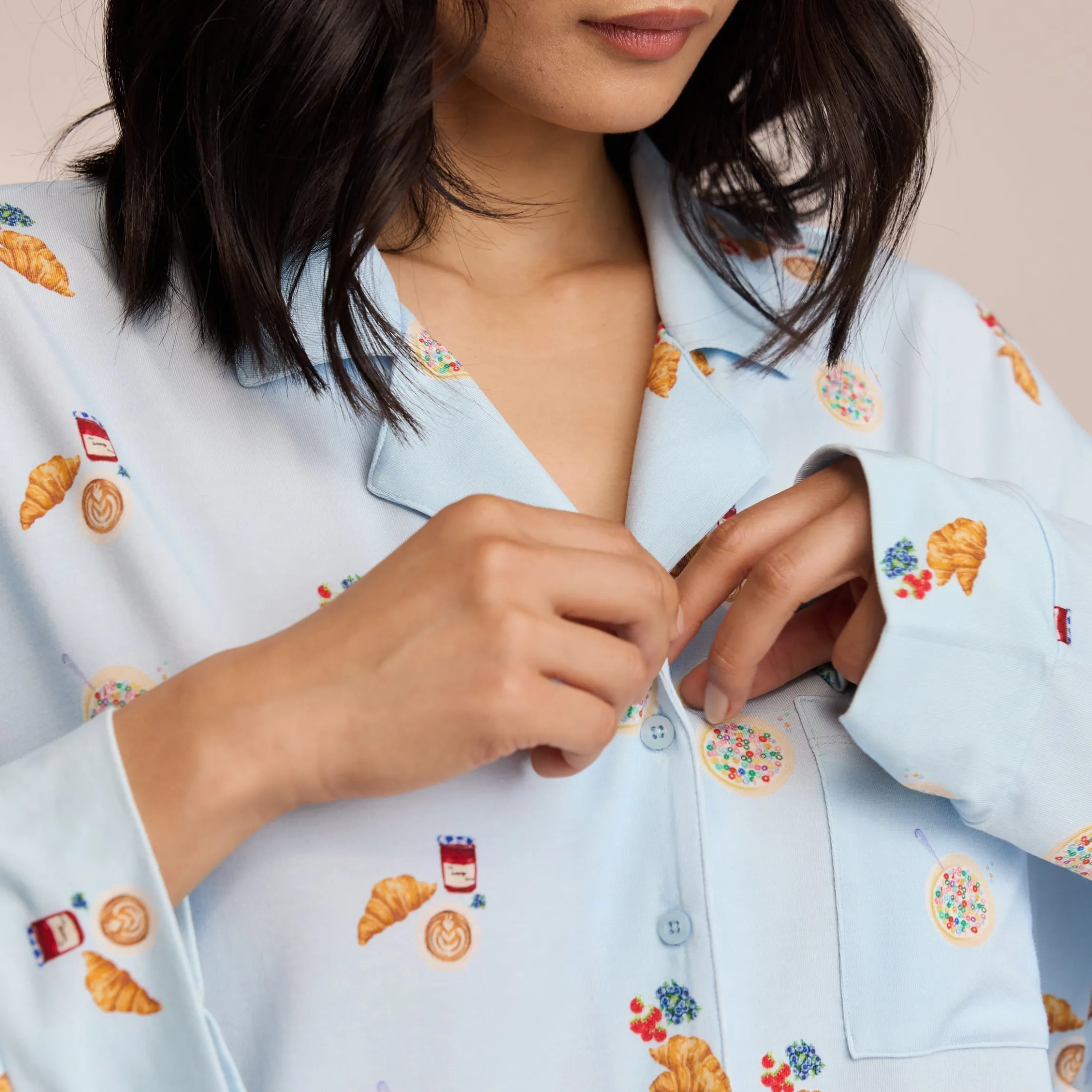 Modal Pyjama Skjorte - Blå