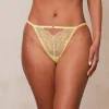 Peephole Lace Strappy Cheeky Trusser - Lemon