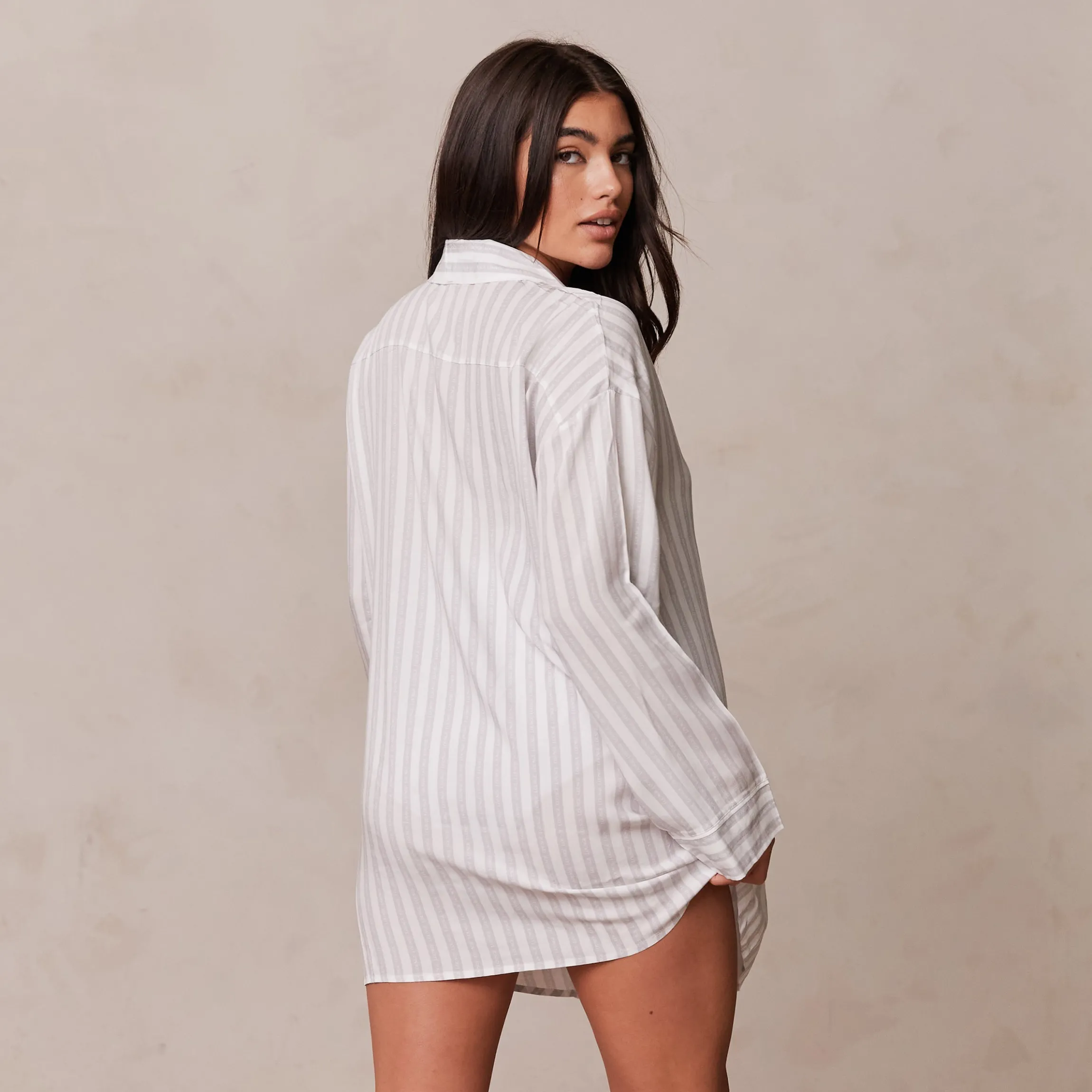 Pinstripe Oversized Pyjama Shirt - Rimfrost