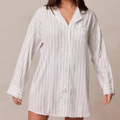 Pinstripe Oversized Pyjama Shirt - Rimfrost