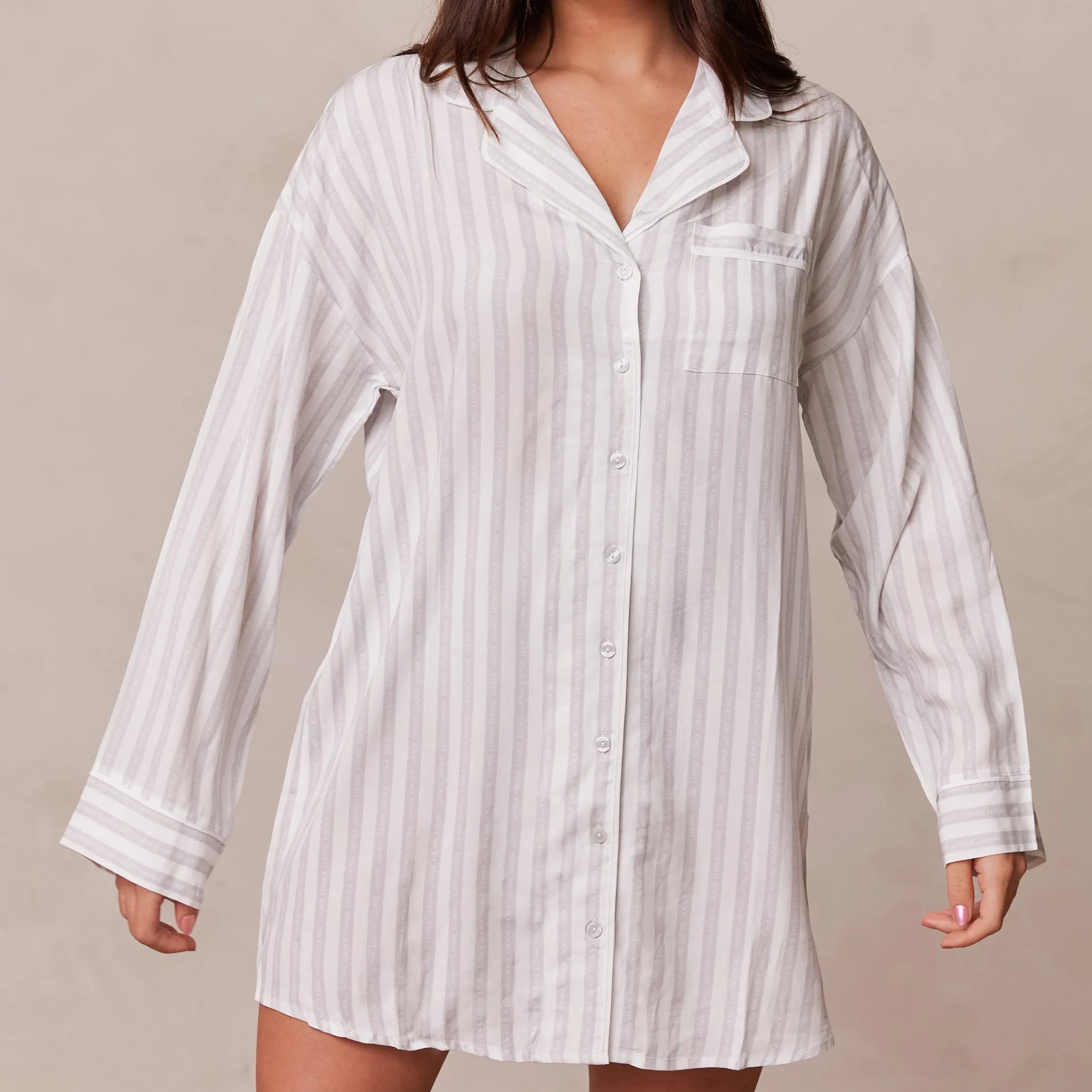 Pinstripe Oversized Pyjama Shirt - Rimfrost