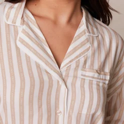 Pinstripe Oversized Pyjama Shirt - Mink