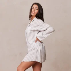 Pinstripe Oversized Pyjama Shirt - Rimfrost