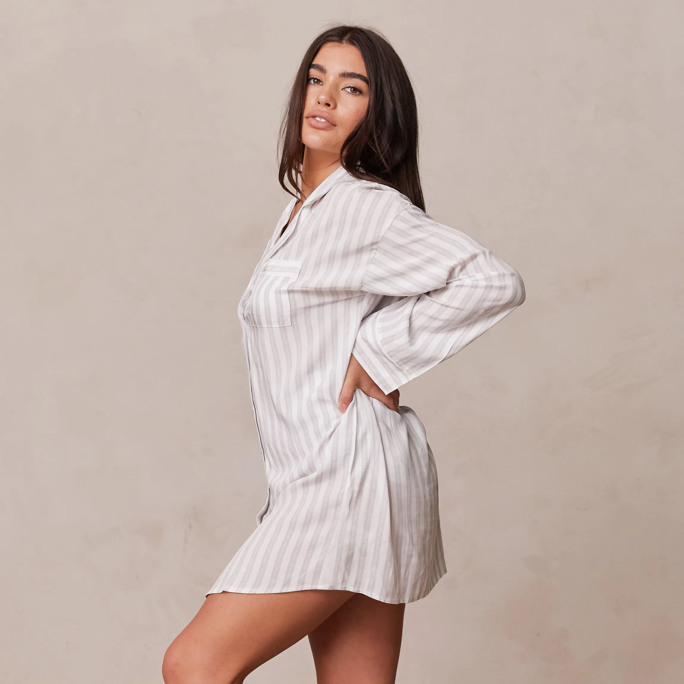 Pinstripe Oversized Pyjama Shirt - Rimfrost