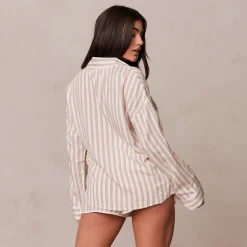 Pinstripe Pyjama Shirt - Mink