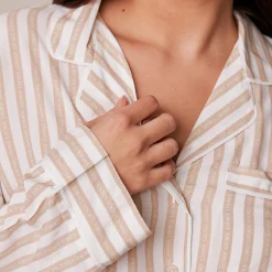 Pinstripe Pyjama Shirt - Mink