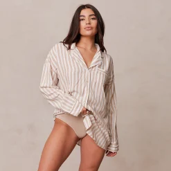 Pinstripe Pyjama Trusser - Mink