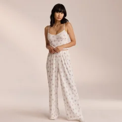 Pointelle Pyjamabukser - Hvid Floral