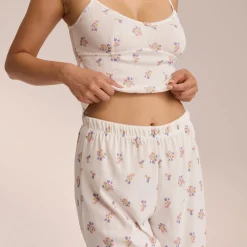 Pointelle Pyjamabukser - Hvid Floral