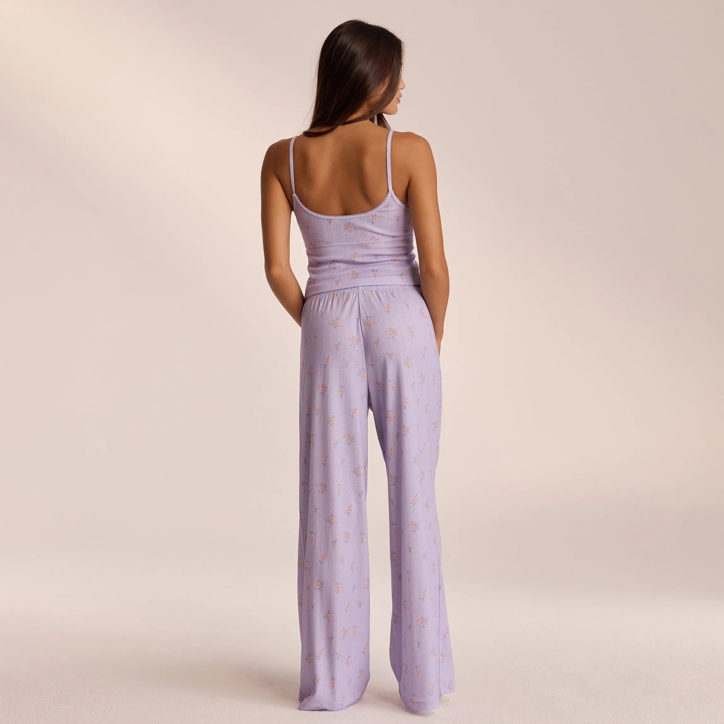 Pointelle Pyjamabukser - Lilla Blomsterprint