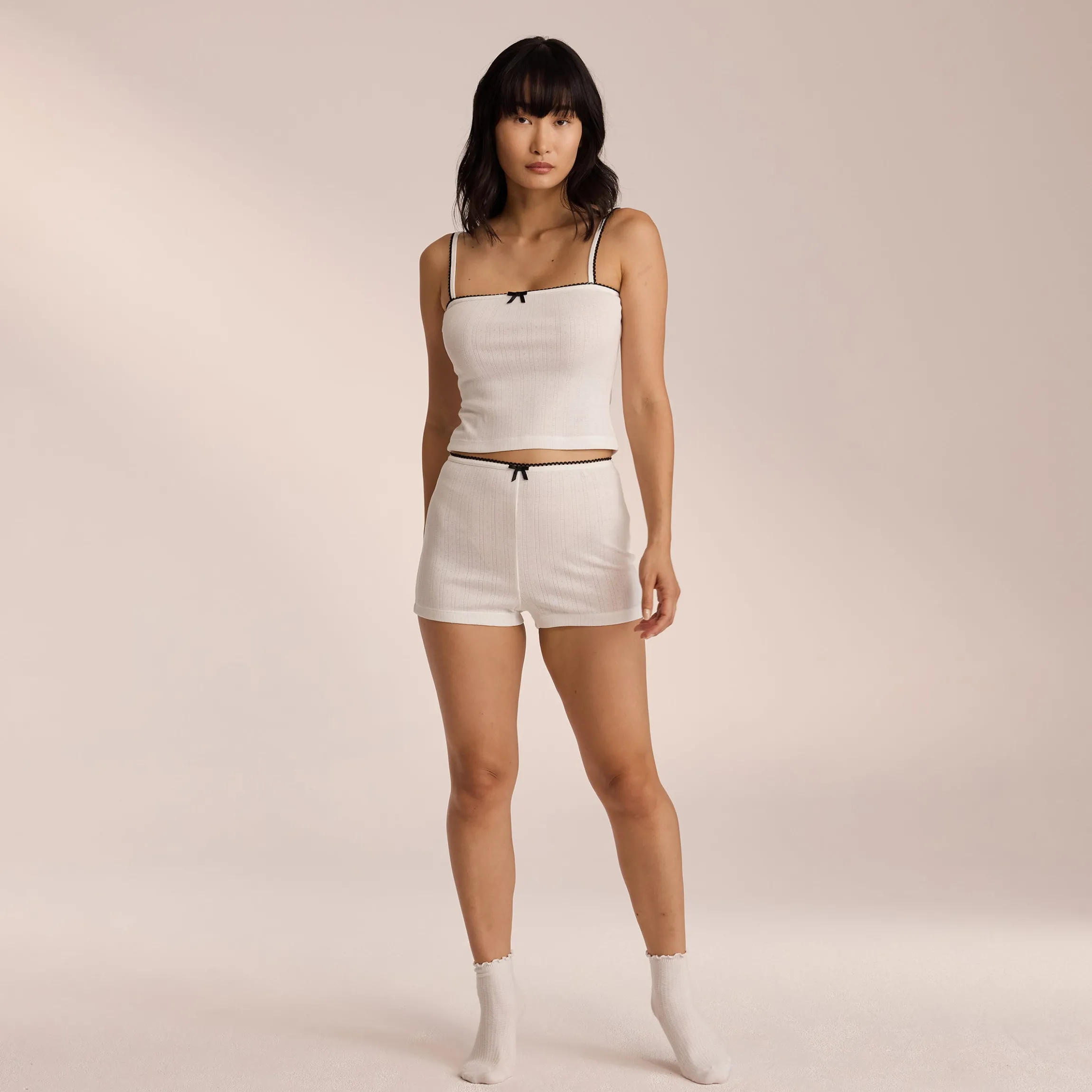 Pointelle Pyjamashorts - Hvid