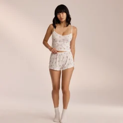 Pointelle Pyjamashorts - Hvid Floral