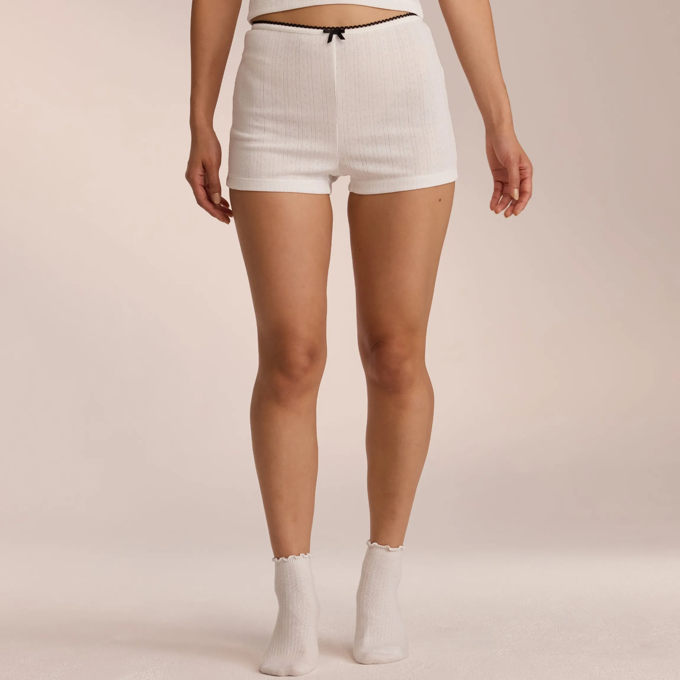 Pointelle Pyjamashorts - Hvid