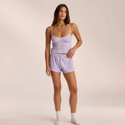 Pointelle Pyjamashorts - Lilla Blomsterprint