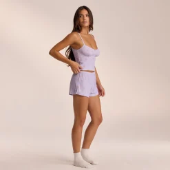 Pointelle Pyjamashorts - Lilla Blomsterprint