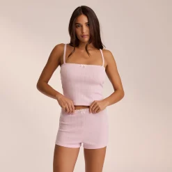 Pointelle Strappy Pyjamatop - Pink