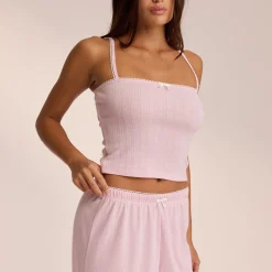 Pointelle Strappy Pyjamatop - Pink