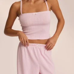 Pointelle Strappy Pyjamatop - Pink