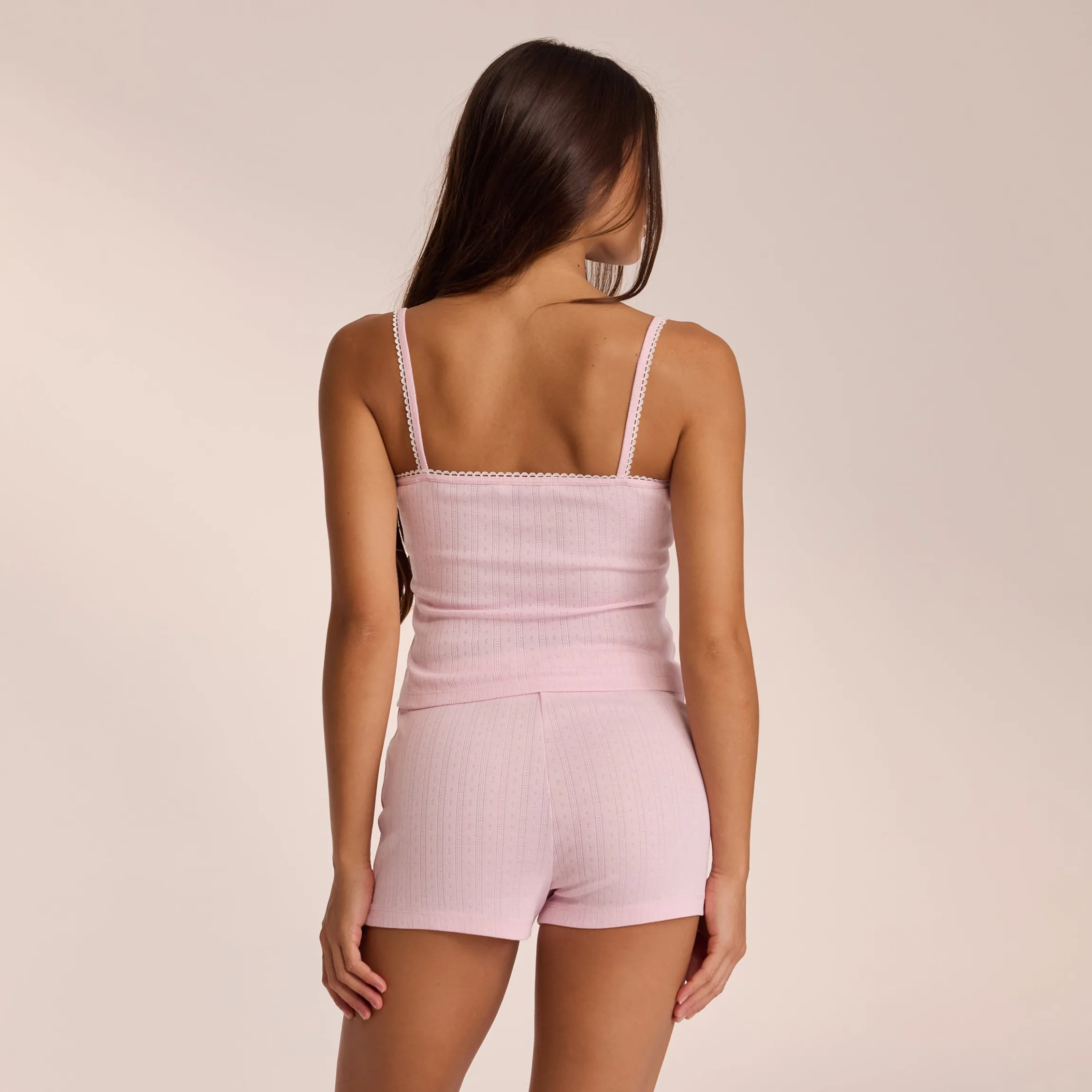 Pointelle Strappy Pyjamatop - Pink