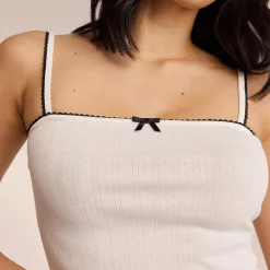 Pointelle Strappy Pyjamatop - Hvid