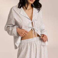 Pyjamasskjorte i Bomuld - Blå