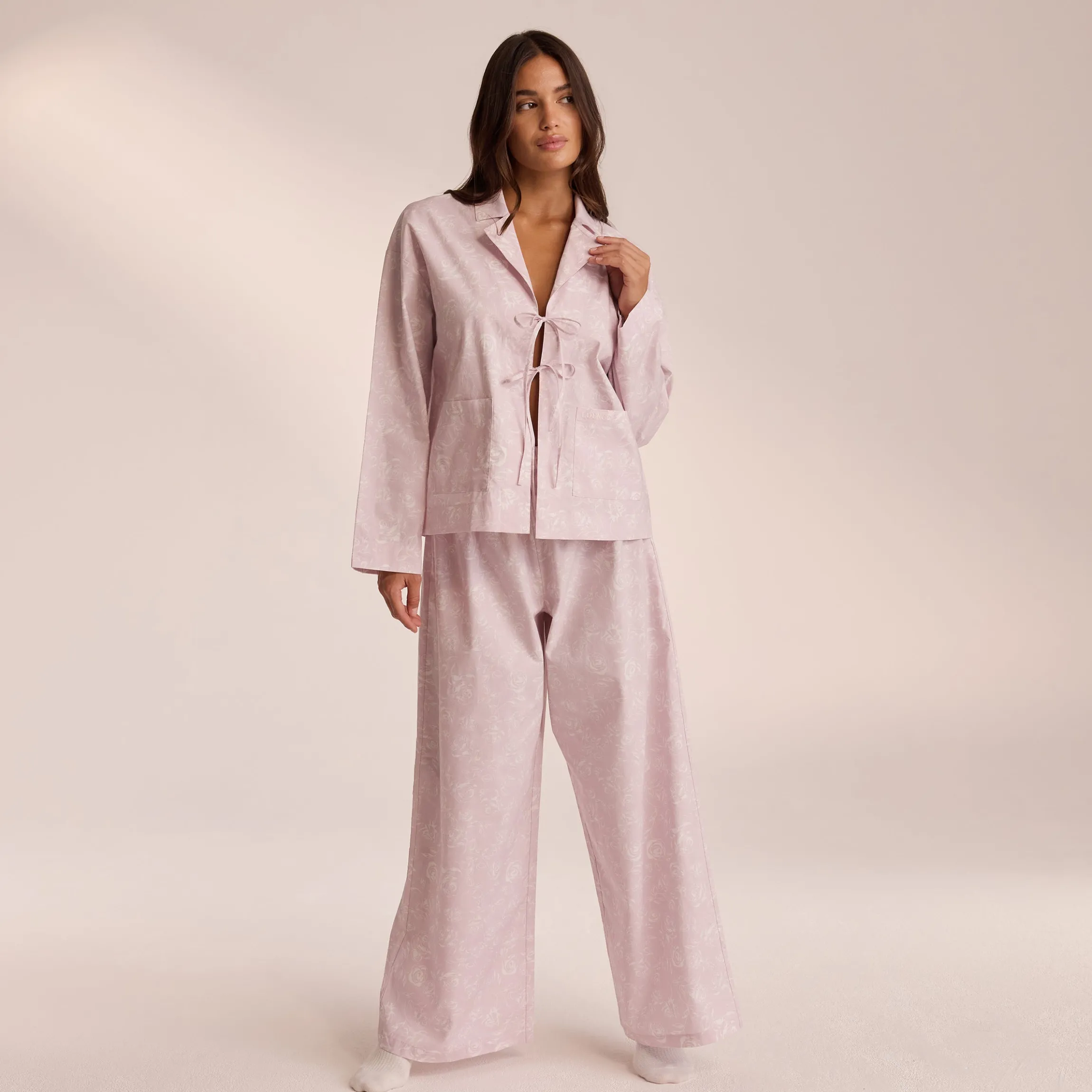 Pyjamasskjorte i Bomuld - Lilla