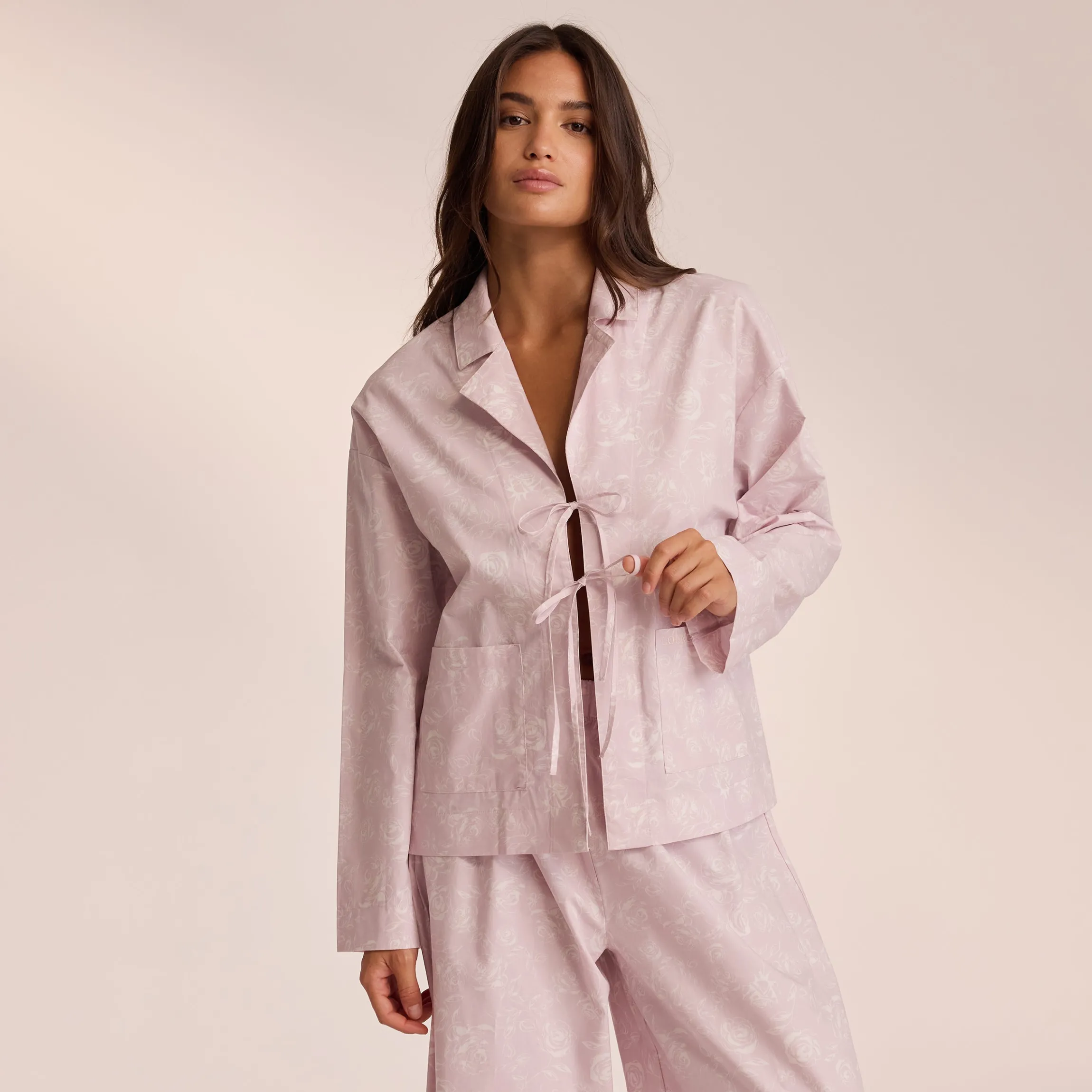 Pyjamasskjorte i Bomuld - Lilla