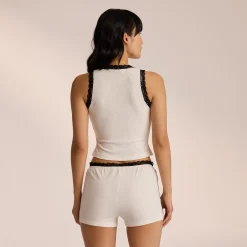 Pyjamasvest med Blonder - Hvid