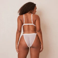 Ribbed Floral Triangle BH - Hvid