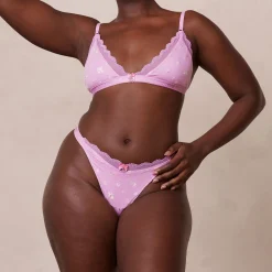 Ribbed Floral Triangle BH - Lavendel-pink