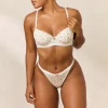 Rosebud Ribbed Balcony BH - Blomstret Hvid