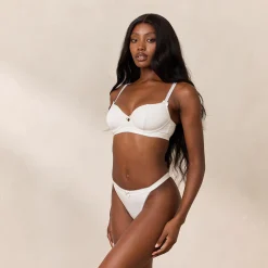 Rosebud Ribbed Balcony BH - Hvid