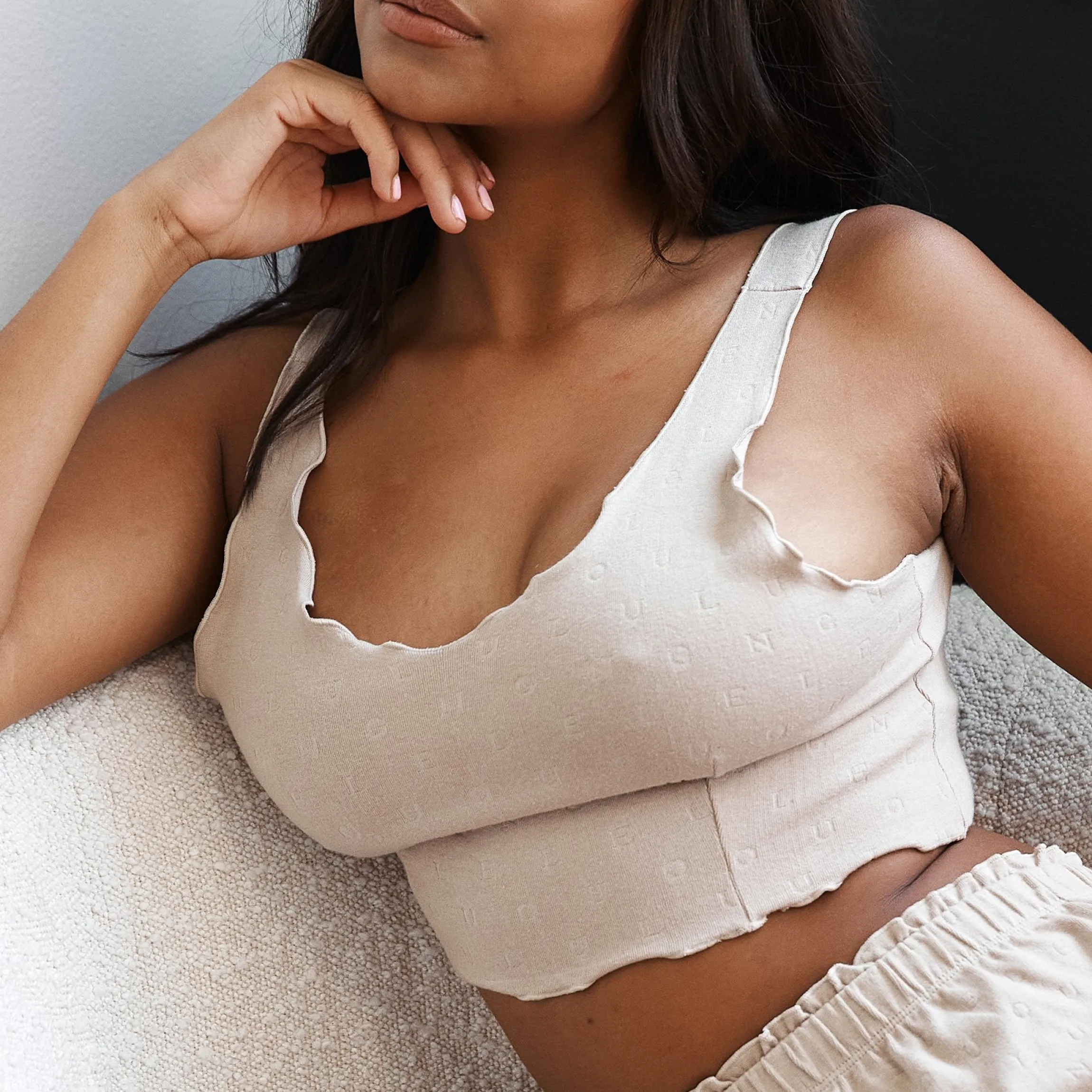 Ruffle Pyjama Cami Top - Mink