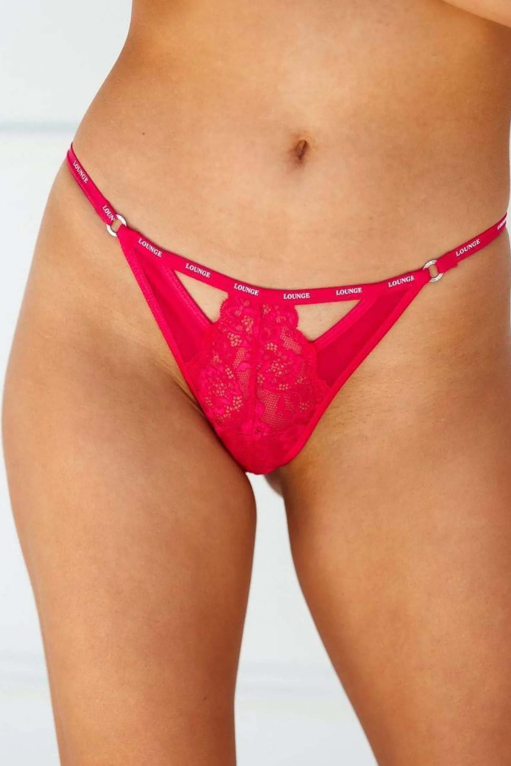 Scalloped Cut Out Cheeky Trusser - Skarlagenrød