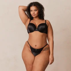 Soft Satin T-shirt BH - Sort