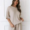 Soft Waffle Pyjama Top - Mink