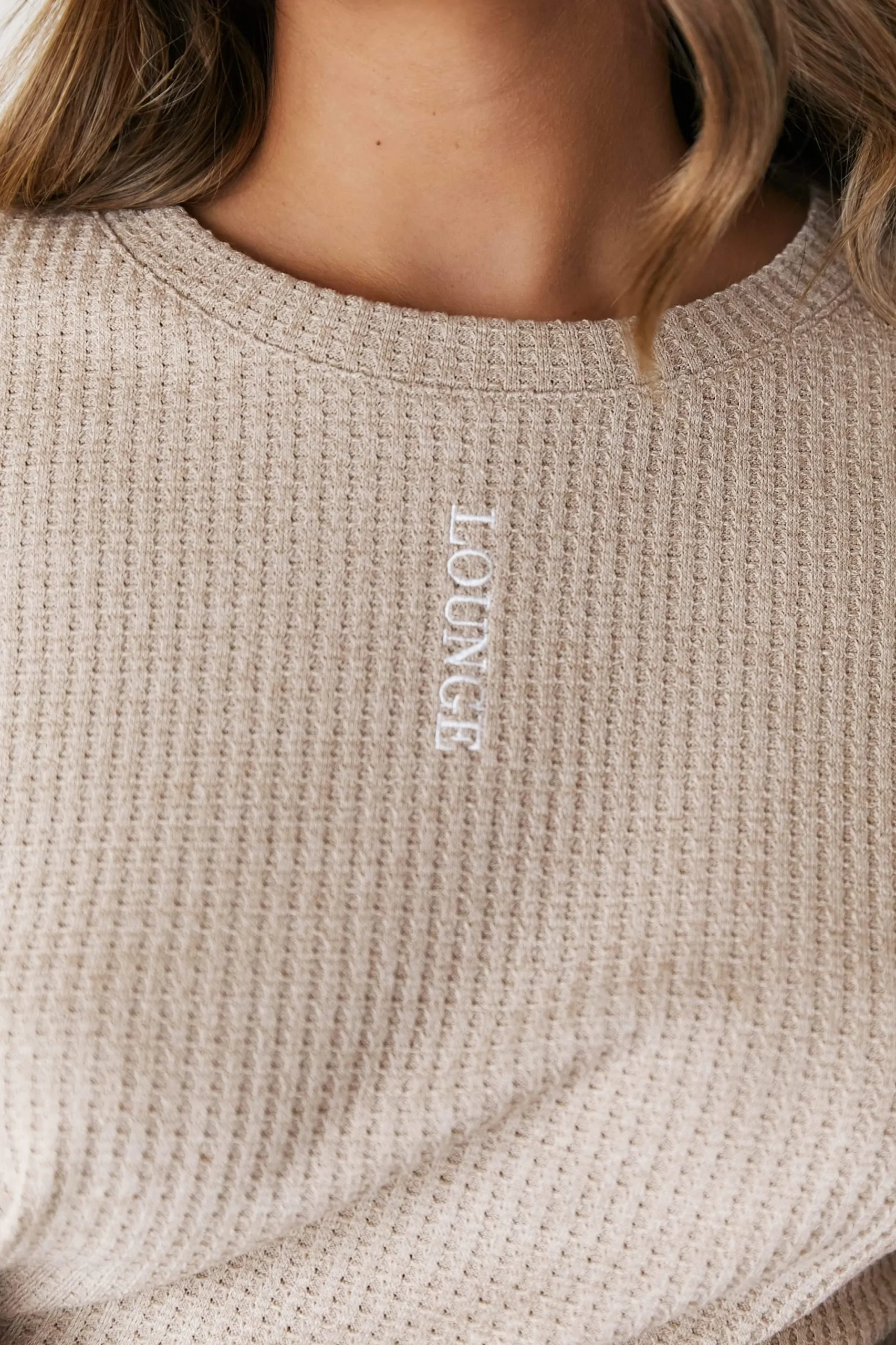Soft Waffle Pyjama Top - Mink