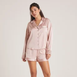 Sparkle Pyjama Skjorte i Satin - Blush