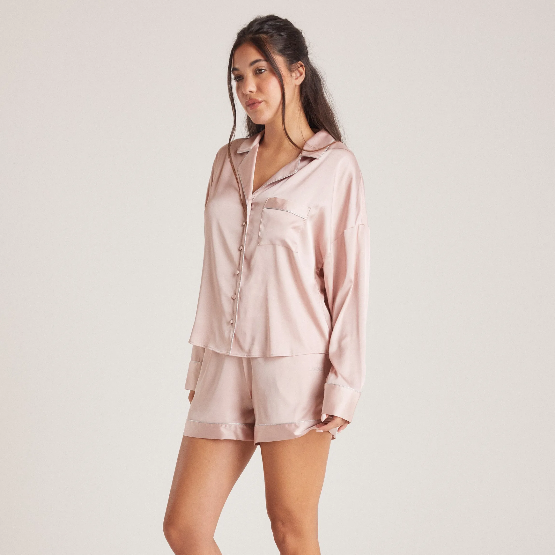 Sparkle Pyjama Skjorte i Satin - Blush