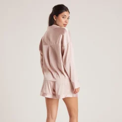 Sparkle Pyjama Skjorte i Satin - Blush